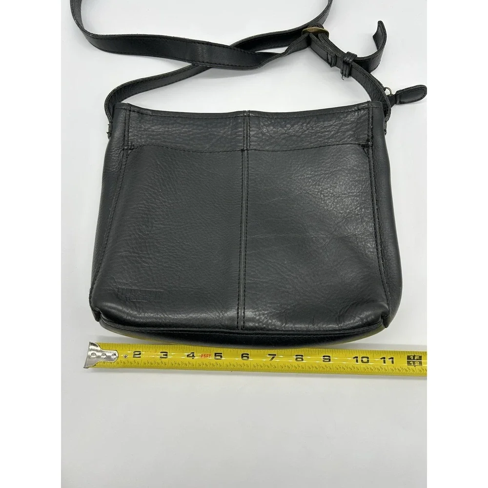 Duluth‎ Trading Co Lifetime Leather Sling Crossbody Bag Black Pebbled Purse
